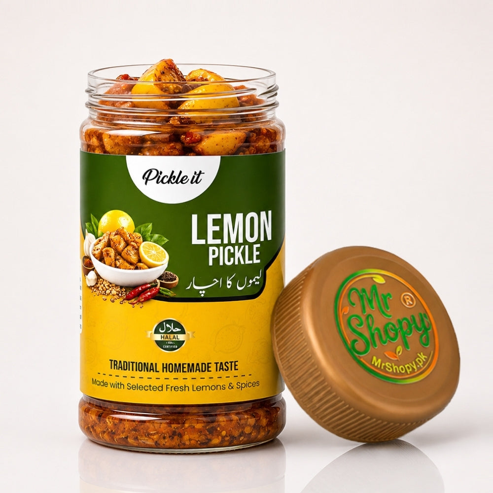 Lemon Pickle (Nimbu ka Achar) 450g Jar White Background Product Image