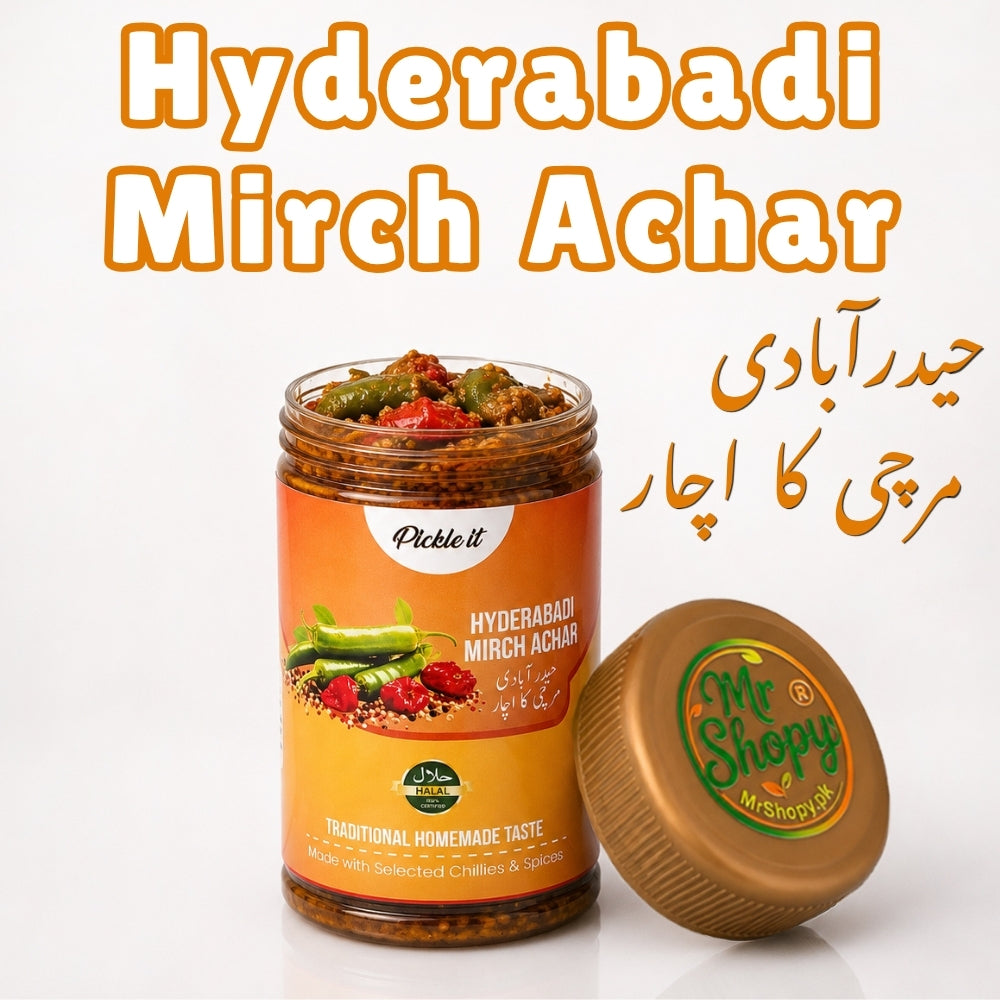 MrShopy Hyderabadi Mirch Achar 450g Jar – Traditional Hyderabadi Mirchi ka Achar