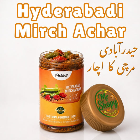 MrShopy Hyderabadi Mirch Achar 450g Jar – Traditional Hyderabadi Mirchi ka Achar