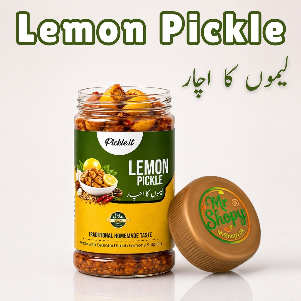 MrShopy Lemon Pickle (Nimbu ka Achar) 450g Jar – Traditional Pakistani Lemon Achar