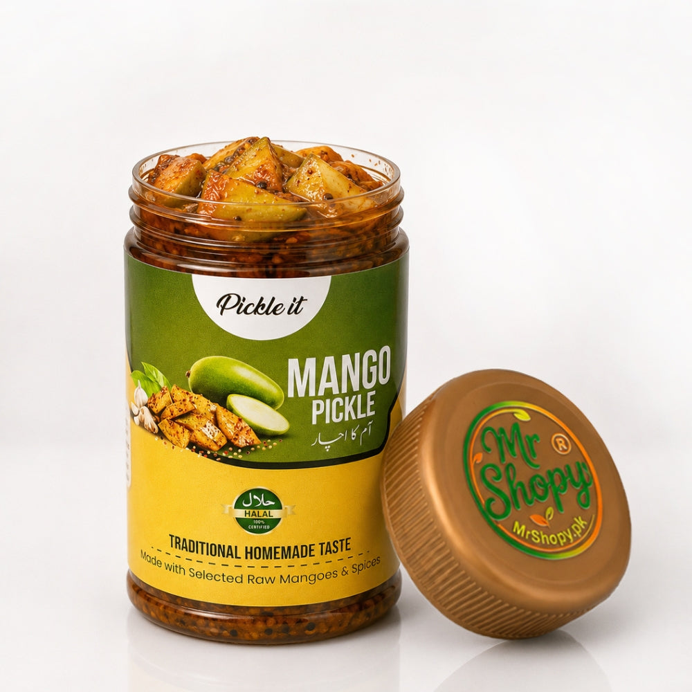 Mango Pickle (Aam ka Achar) 500g Jar White Background Product Image