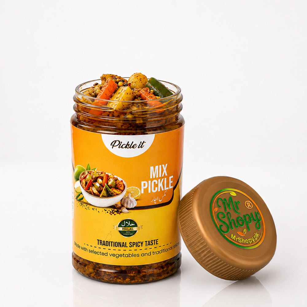 Mixed Pickle (Mix Achar) 500g Jar White Background Product Image