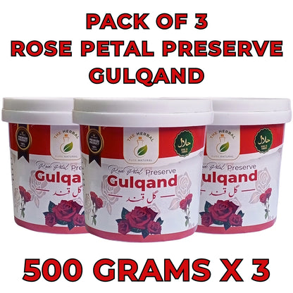 Pack of 3 Rose Preserve (Gulqand) 500g – Traditional Gul Qand Rose Preserve
