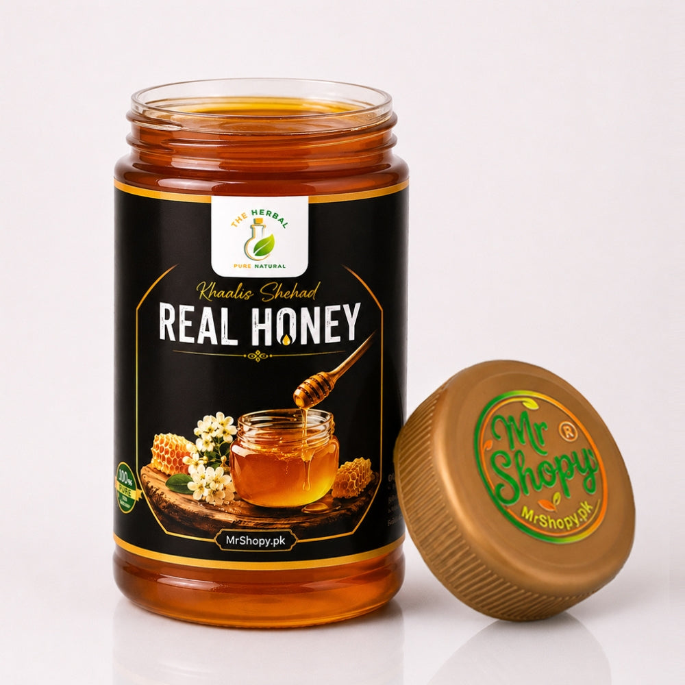 Real Honey Jar - Product on White Background