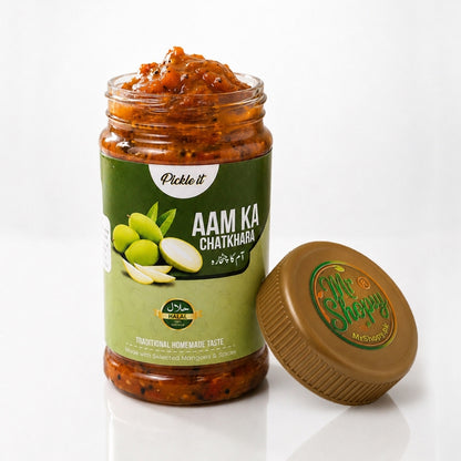 Aam Ki Chatni 450g seal packed mango chutney jar by Mr Shopy on white background